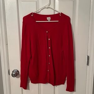 Red cardigan
